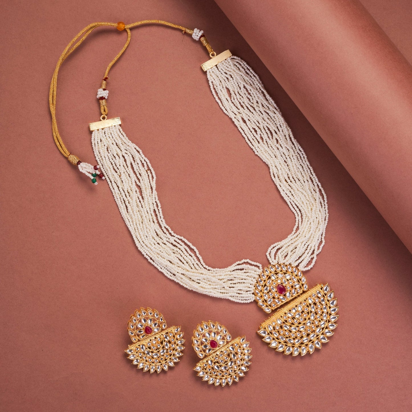 Necklace - Chandra - Mukuta Gold Plated Necklace Set - Opal Touch