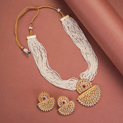 Necklace - Chandra - Mukuta Gold Plated Necklace Set - Opal Touch