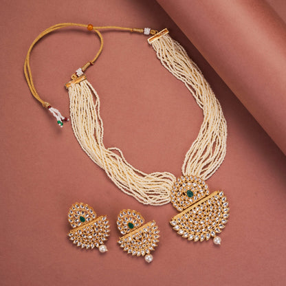 Necklace - Chandra - Mukuta Gold Plated Necklace Set - Opal Touch