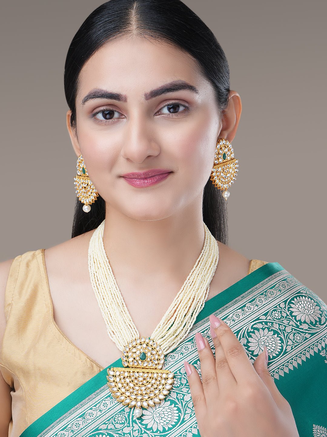 Necklace - Chandra - Mukuta Gold Plated Necklace Set - Opal Touch