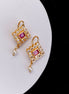 Earrings - Chandrika Square Gold Plated Earrings - Opal Touch