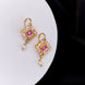 Earrings - Chandrika Square Gold Plated Earrings - Opal Touch