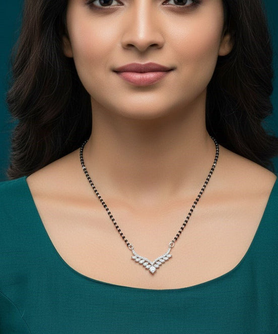 Cherished Threads Rhodium Mangalsutra - Opal Touch