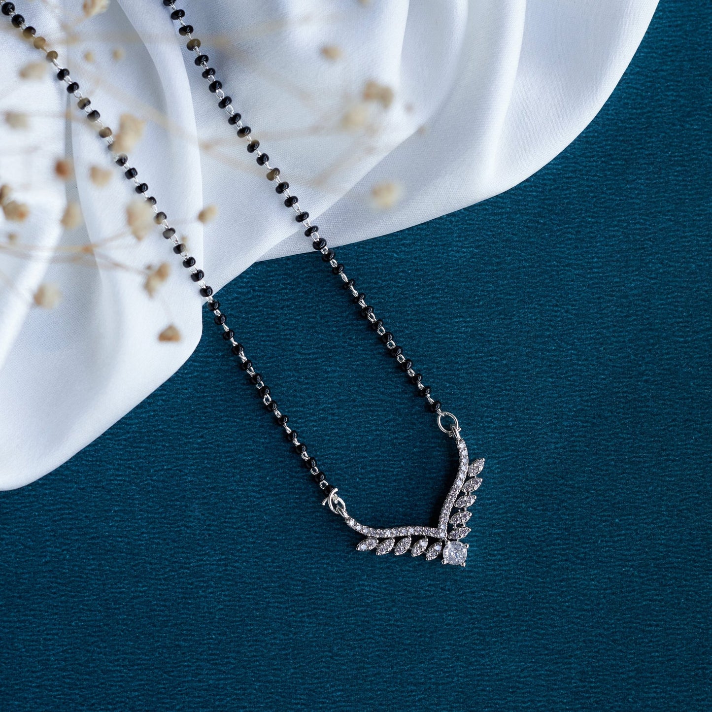 Mangalsutra - Cherished Threads Rhodium Mangalsutra - Opal Touch