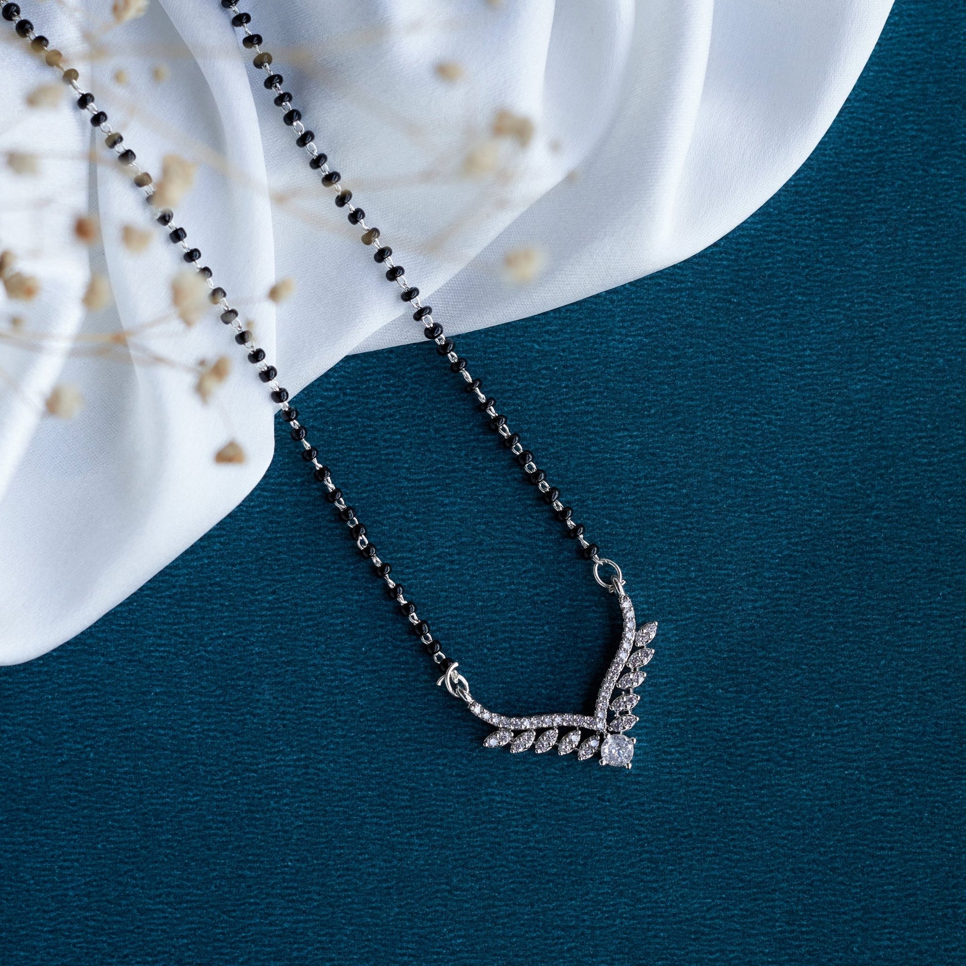 Mangalsutra - Cherished Threads Rhodium Mangalsutra - Opal Touch