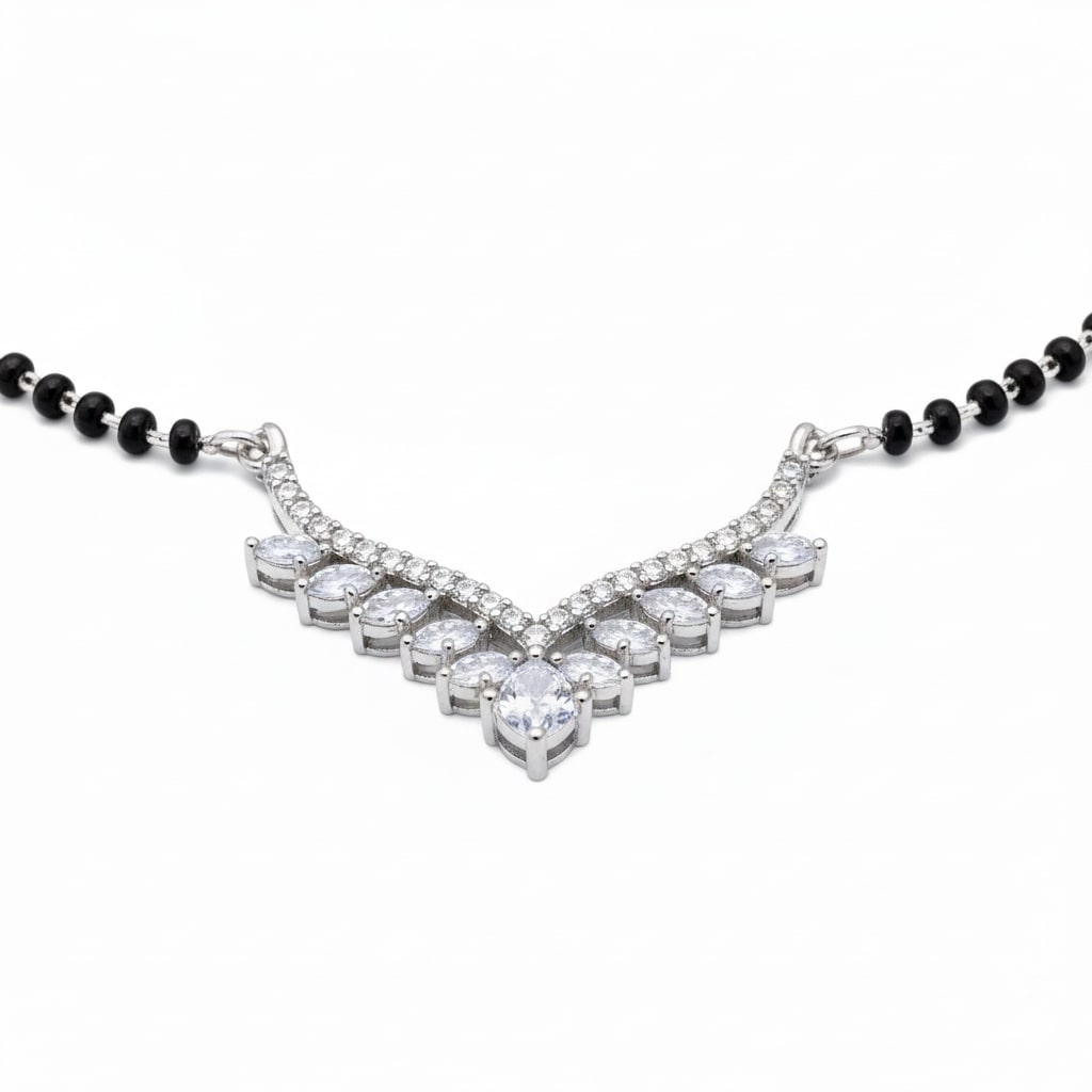 Cherished Threads Rhodium Mangalsutra - Opal Touch