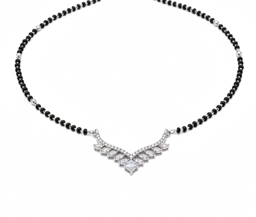 Cherished Threads Rhodium Mangalsutra - Opal Touch