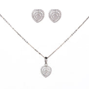 Opal Touch - Chic Rhodium Locket Set with Heart-Shaped Pendant - Locket Set