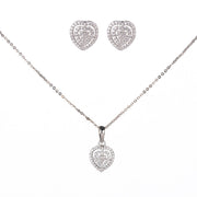 Opal Touch - Chic Rhodium Locket Set with Heart-Shaped Pendant - Locket Set