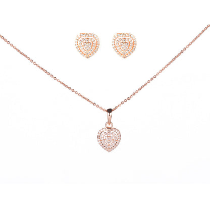 Opal Touch - Chic Rose Gold Locket Set with Heart-Shaped Pendant - Locket Set