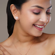 Chic Rose Gold Locket Set with Heart - Shaped Pendant - Opal Touch