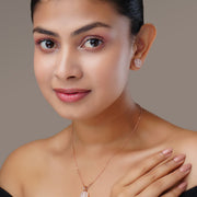 Chic Rose Gold Locket Set with Heart - Shaped Pendant - Opal Touch