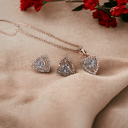 Opal Touch - Chic Rose Gold Locket Set with Heart-Shaped Pendant - Locket Set