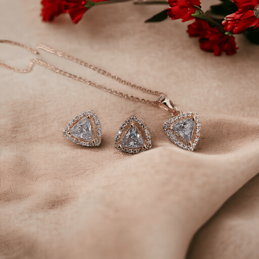 Opal Touch - Chic Rose Gold Locket Set with Heart-Shaped Pendant - Locket Set