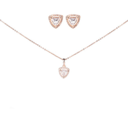 Opal Touch - Chic Rose Gold Locket Set with Heart-Shaped Pendant - Locket Set
