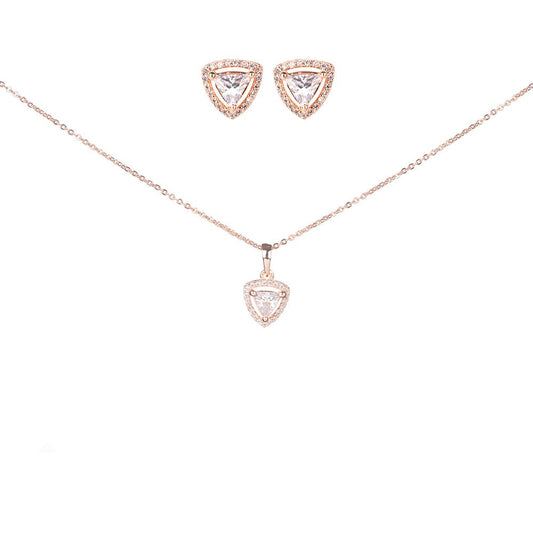 Opal Touch - Chic Rose Gold Locket Set with Heart-Shaped Pendant - Locket Set