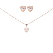 Opal Touch - Chic Rose Gold Locket Set with Heart-Shaped Pendant - Locket Set