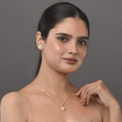 Opal Touch - Chic Rose Gold Locket Set with Heart-Shaped Pendant - Locket Set