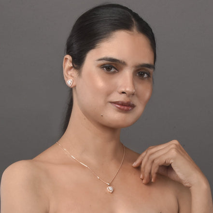 Opal Touch - Chic Rose Gold Locket Set with Heart-Shaped Pendant - Locket Set