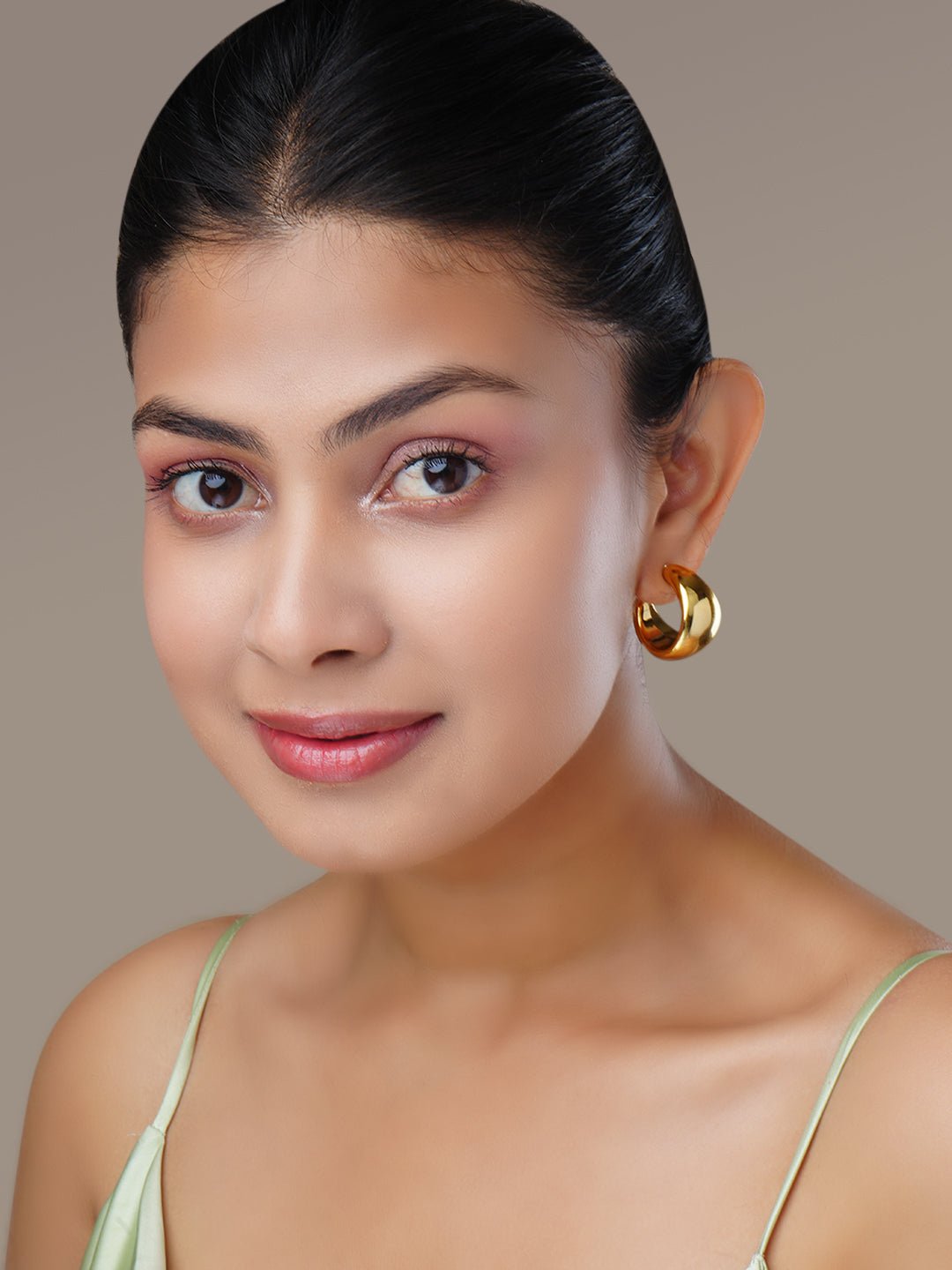 Studs - Chunky Gold Plated Round Hoop Studs - Opal Touch