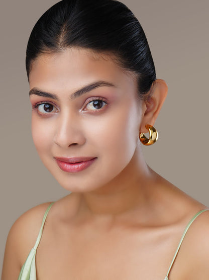 Studs - Chunky Gold Plated Round Hoop Studs - Opal Touch