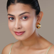 Studs - Chunky Gold Plated Round Hoop Studs - Opal Touch
