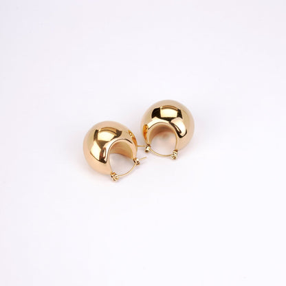 Studs - Chunky Gold Plated Round Hoop Studs - Opal Touch