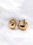 Studs - Chunky Gold Plated Round Hoop Studs - Opal Touch