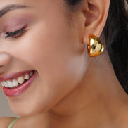 Studs - Chunky Gold Plated Round Hoop Studs - Opal Touch