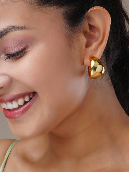 Studs - Chunky Gold Plated Round Hoop Studs - Opal Touch