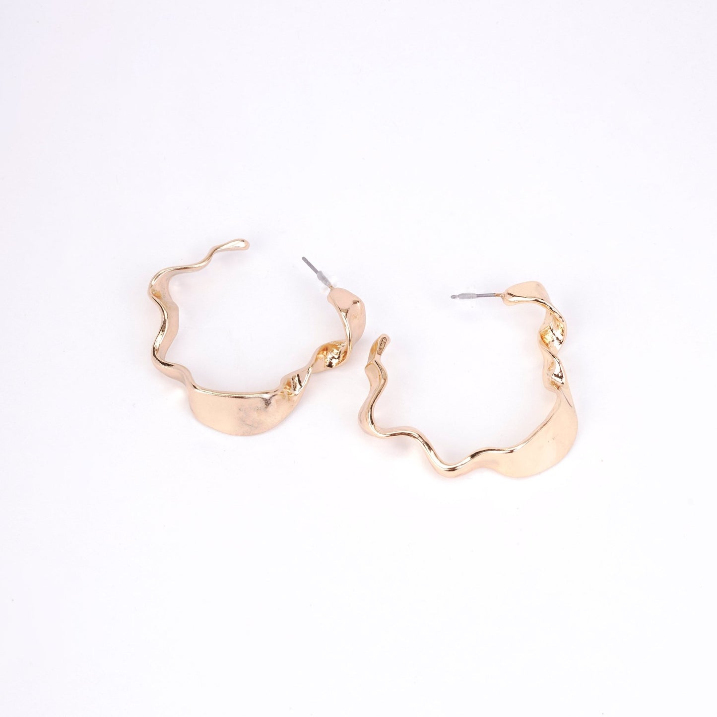 Studs - Classic Golden Plated Half Bamboo Hoops Studs - Opal Touch