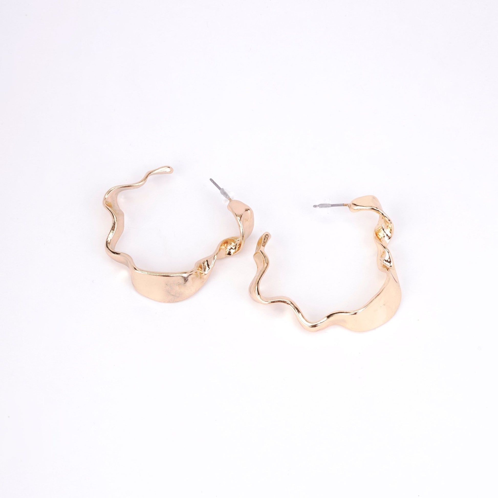 Studs - Classic Golden Plated Half Bamboo Hoops Studs - Opal Touch