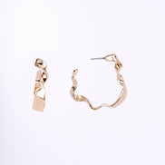 Studs - Classic Golden Plated Half Bamboo Hoops Studs - Opal Touch