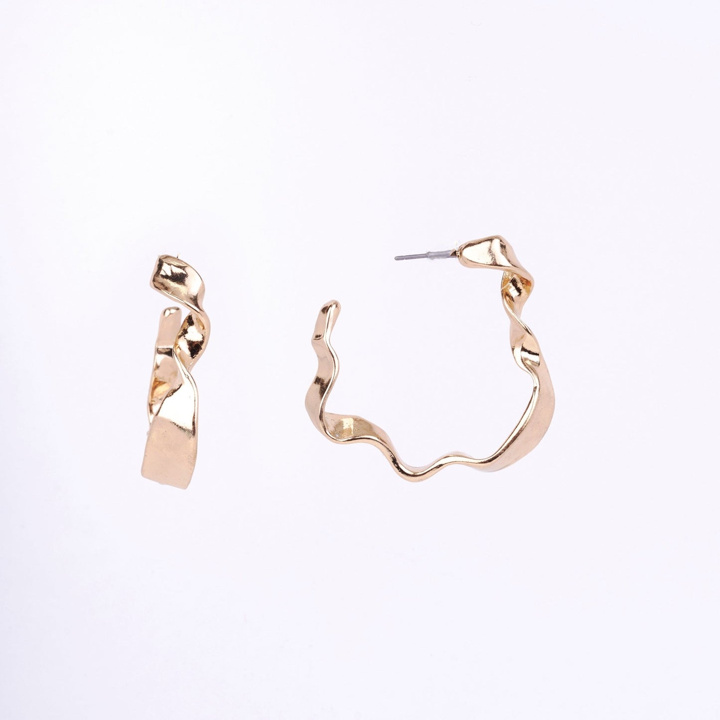 Studs - Classic Golden Plated Half Bamboo Hoops Studs - Opal Touch