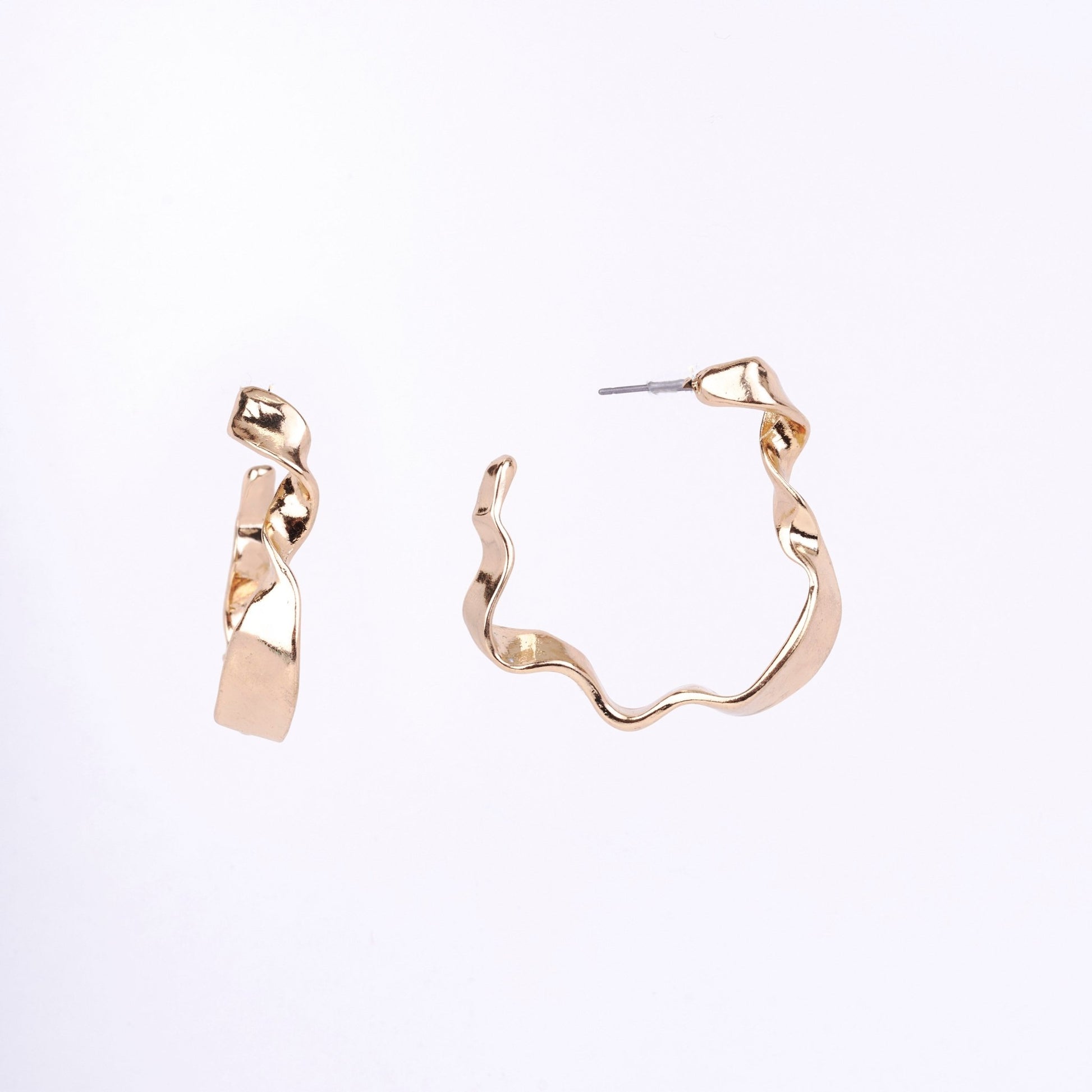 Studs - Classic Golden Plated Half Bamboo Hoops Studs - Opal Touch