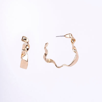 Studs - Classic Golden Plated Half Bamboo Hoops Studs - Opal Touch