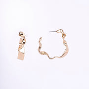 Studs - Classic Golden Plated Half Bamboo Hoops Studs - Opal Touch