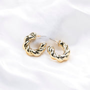 Studs - Classic Twisted Gold Plated Studs - Opal Touch