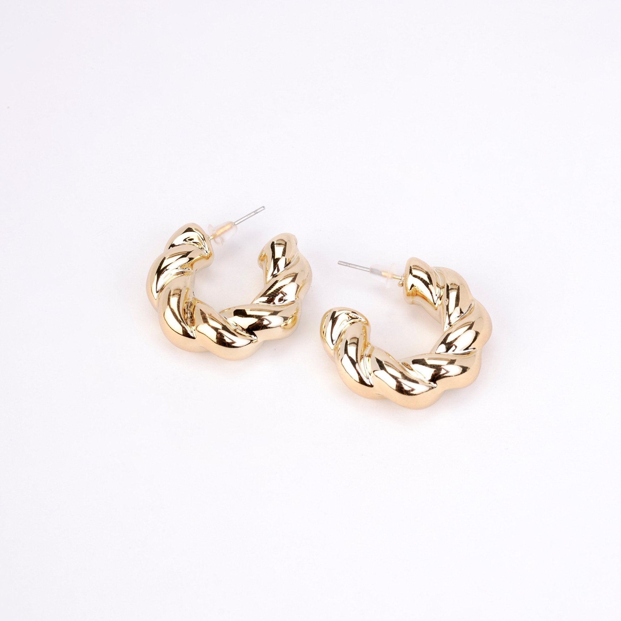 Studs - Classic Twisted Gold Plated Studs - Opal Touch
