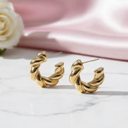 Classic Twisted Gold Plated Studs - Opal Touch