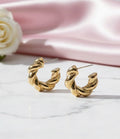 Classic Twisted Gold Plated Studs - Opal Touch