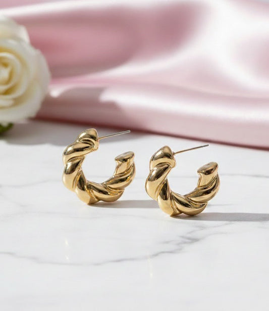 Classic Twisted Gold Plated Studs - Opal Touch