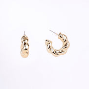 Studs - Classic Twisted Gold Plated Studs - Opal Touch