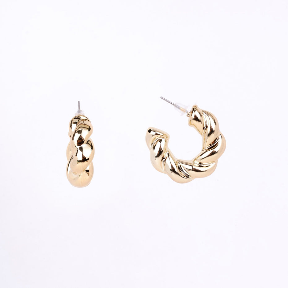 Studs - Classic Twisted Gold Plated Studs - Opal Touch