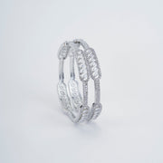 Opal Touch - Classic White Rhodium Bangles Set (Pack of 2) - Bangles
