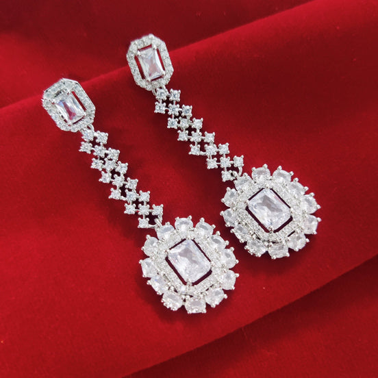 Opal Touch - Classic White Rhodium Earrings - Earrings