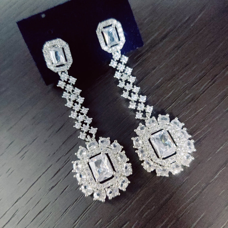 Opal Touch - Classic White Rhodium Earrings - Earrings