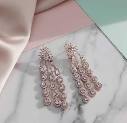 Classic White Rose Gold Earrings - Opal Touch