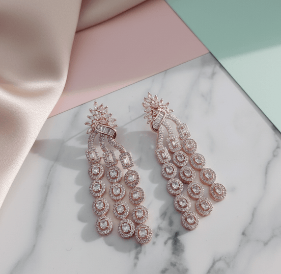Classic White Rose Gold Earrings - Opal Touch
