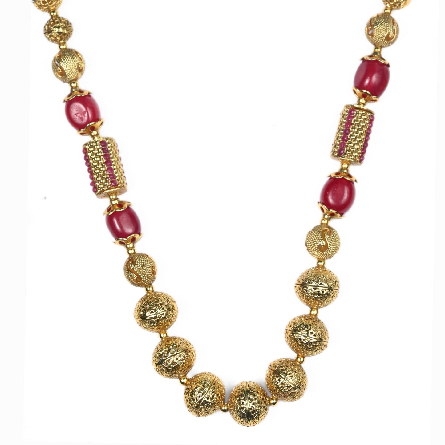 Necklace - Coral Beaded Gold Plated Necklace Set - Opal Touch